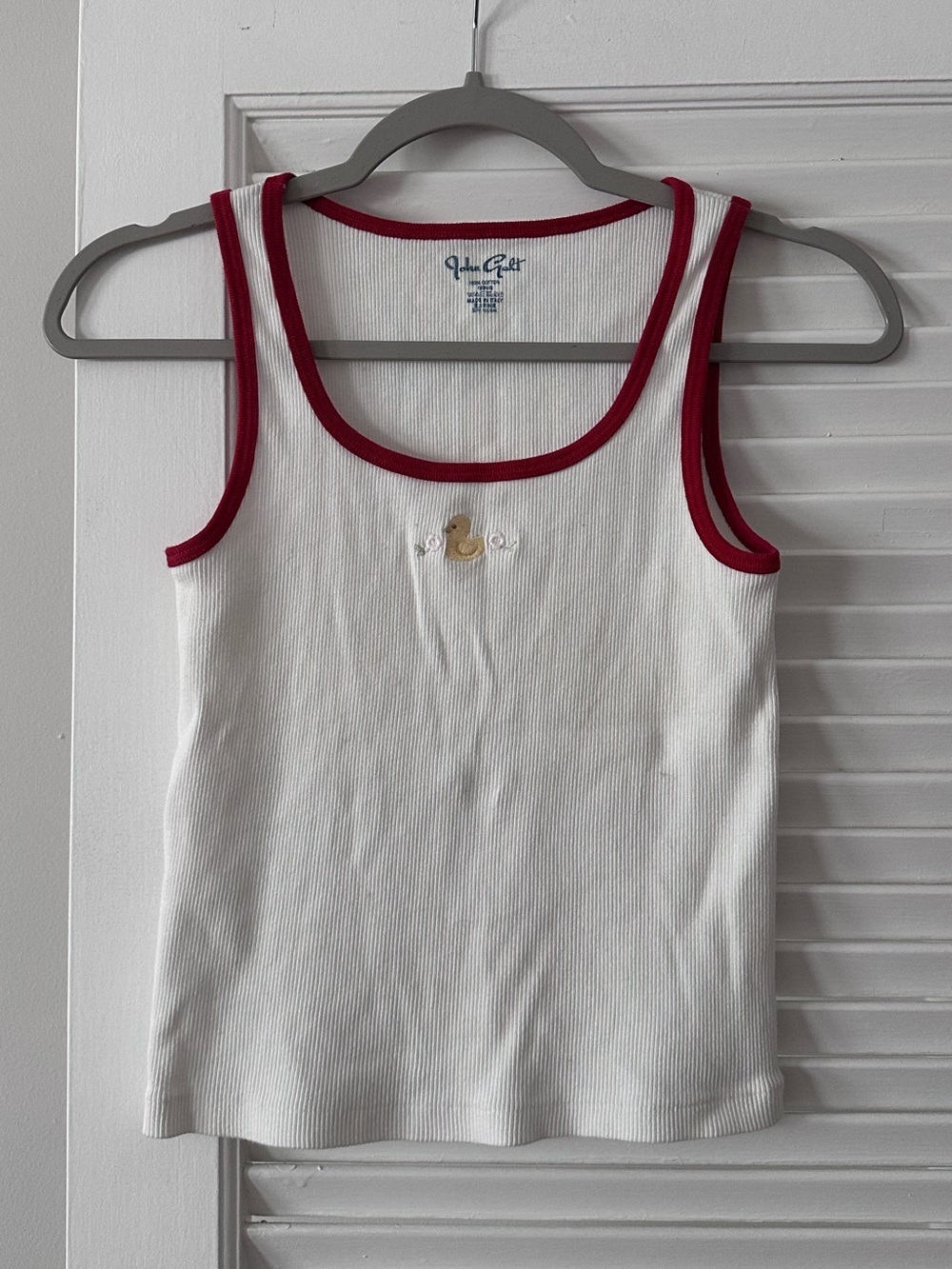 Brandy Melville Ribbed Tank Top — White with Red Trim